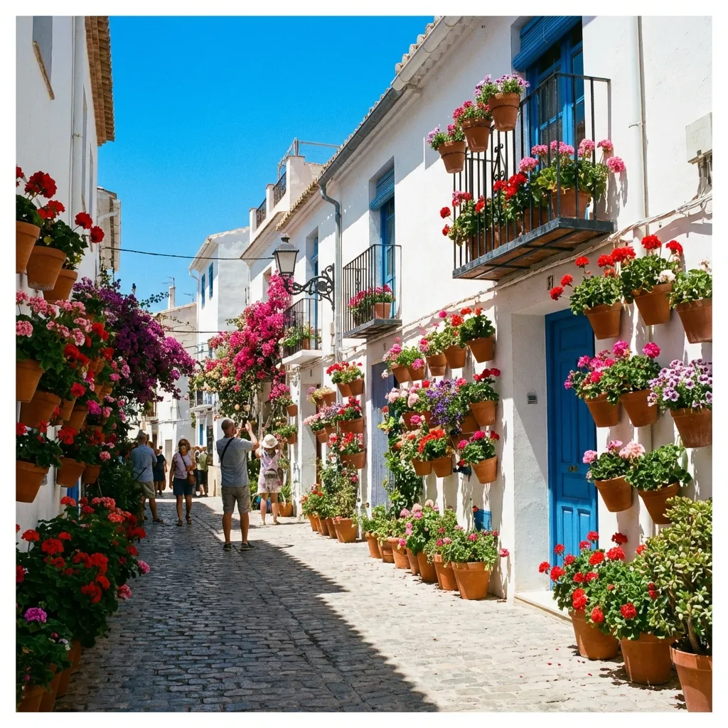 Calles llenas de flores en el Barrio de Santa Cruz