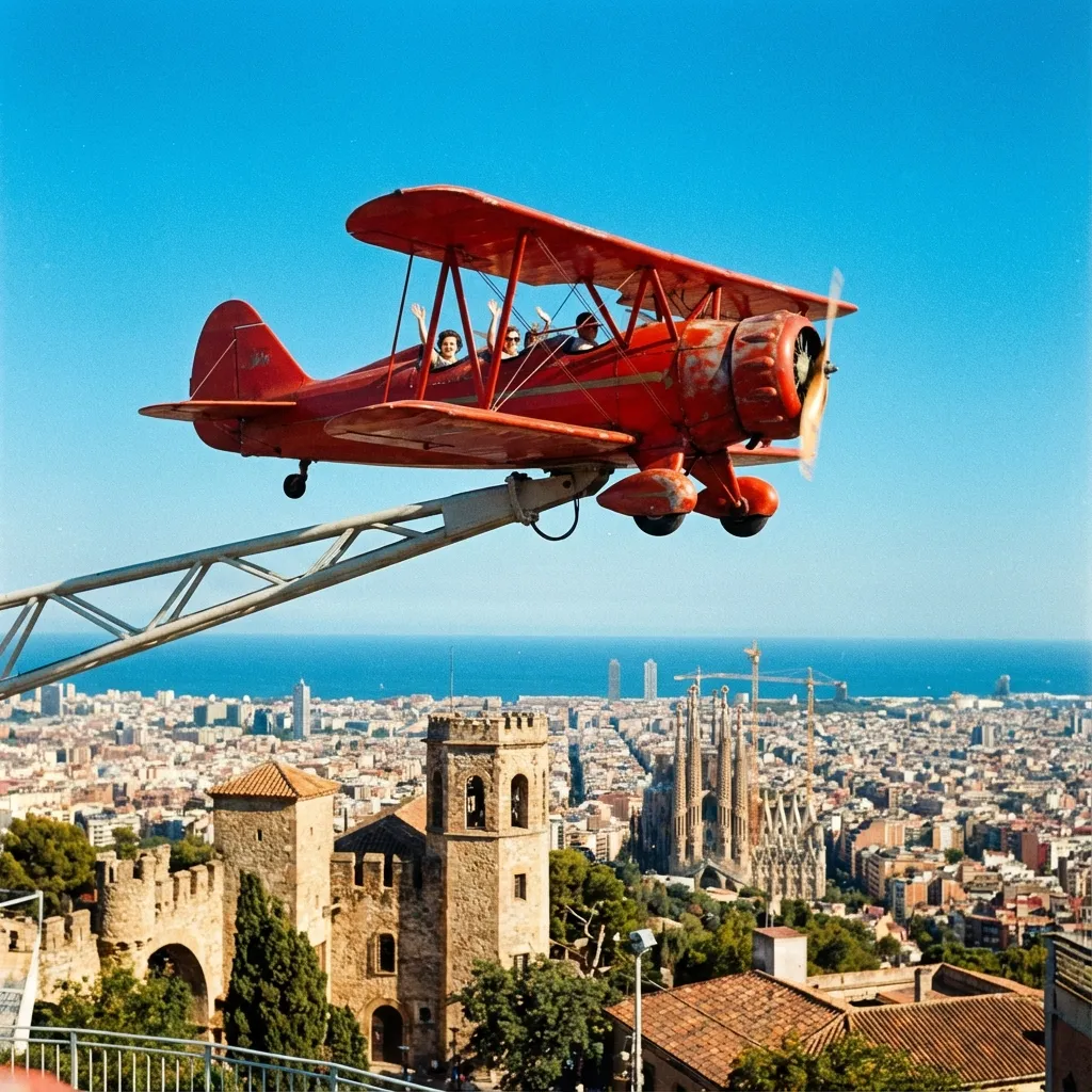 El Avión Rojo del Tibidabo: Vistas y nostalgia a 500 metros sobre Barcelona