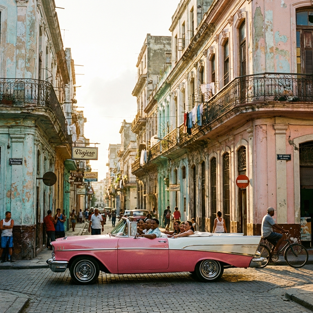 Calles de la Habana Vieja con coche clásico