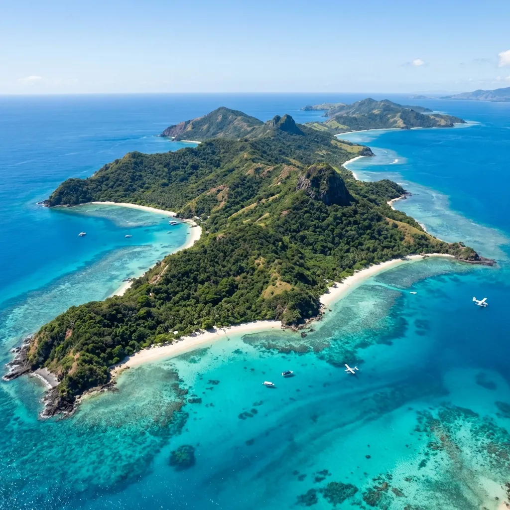 Vista aérea de las Islas Yasawa en Fiji
