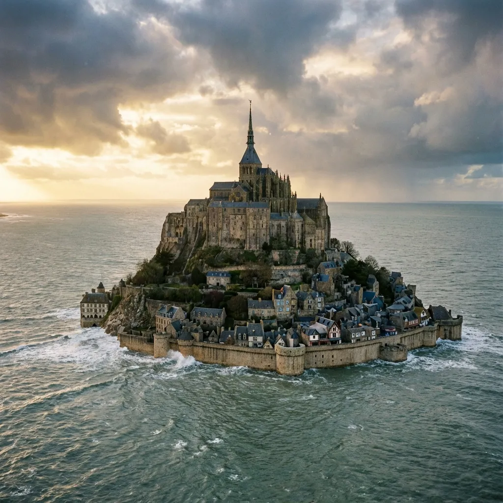 Mont Saint-Michel rodeado por la marea