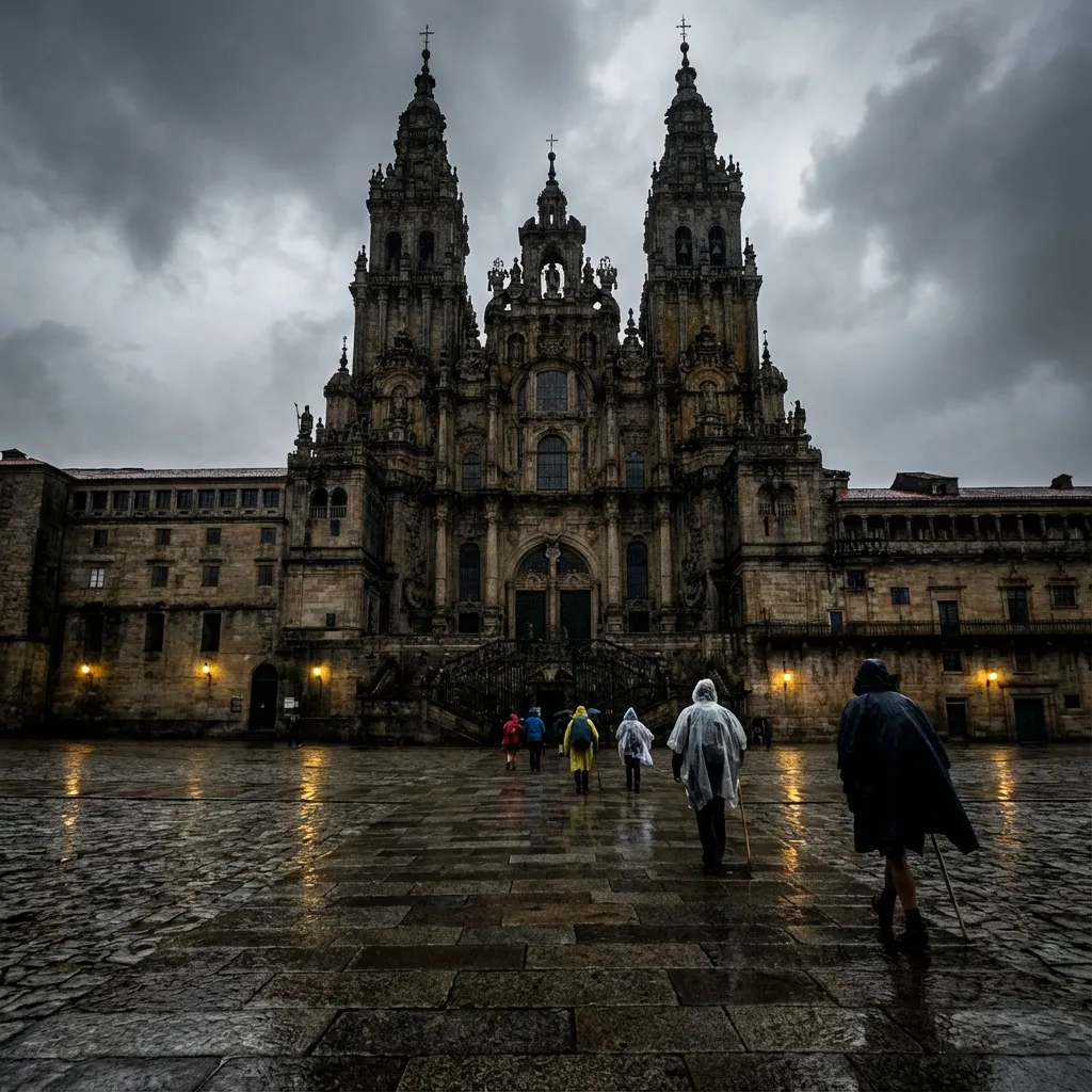 Catedral de Santiago bajo la lluvia