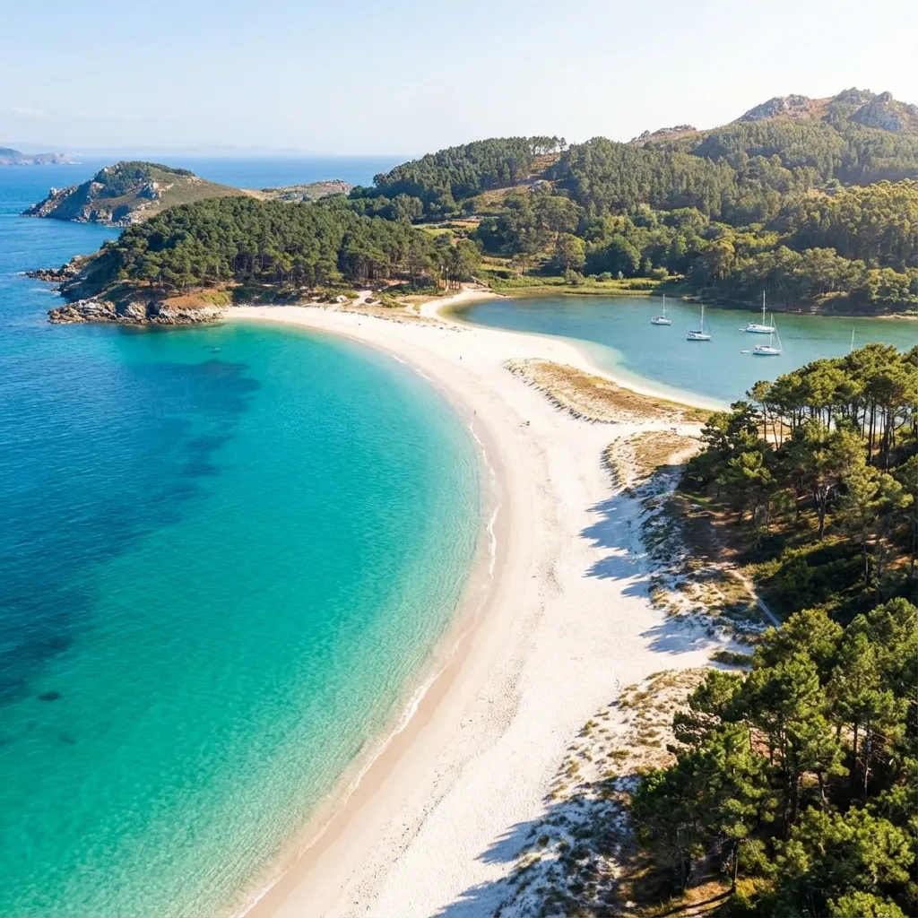 Playa de Rodas en las Islas Cíes, arenas blancas y aguas turquesas
