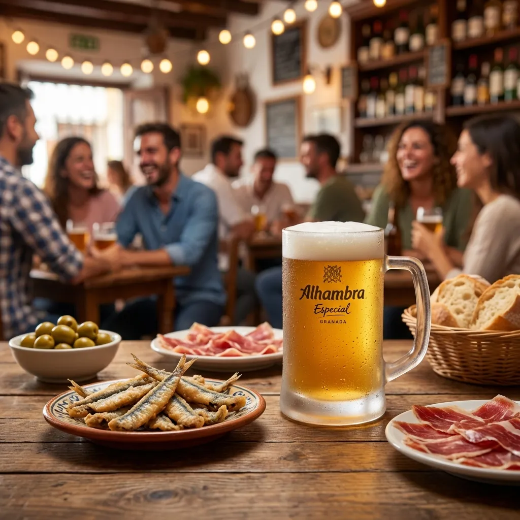 Tapas gratis en Granada con cerveza Alhambra