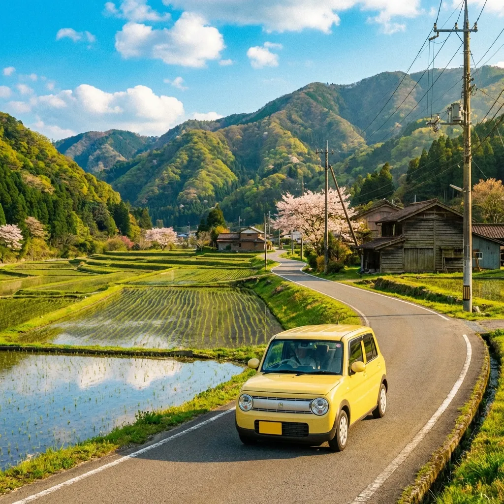 Coche Kei Car en Japón rural