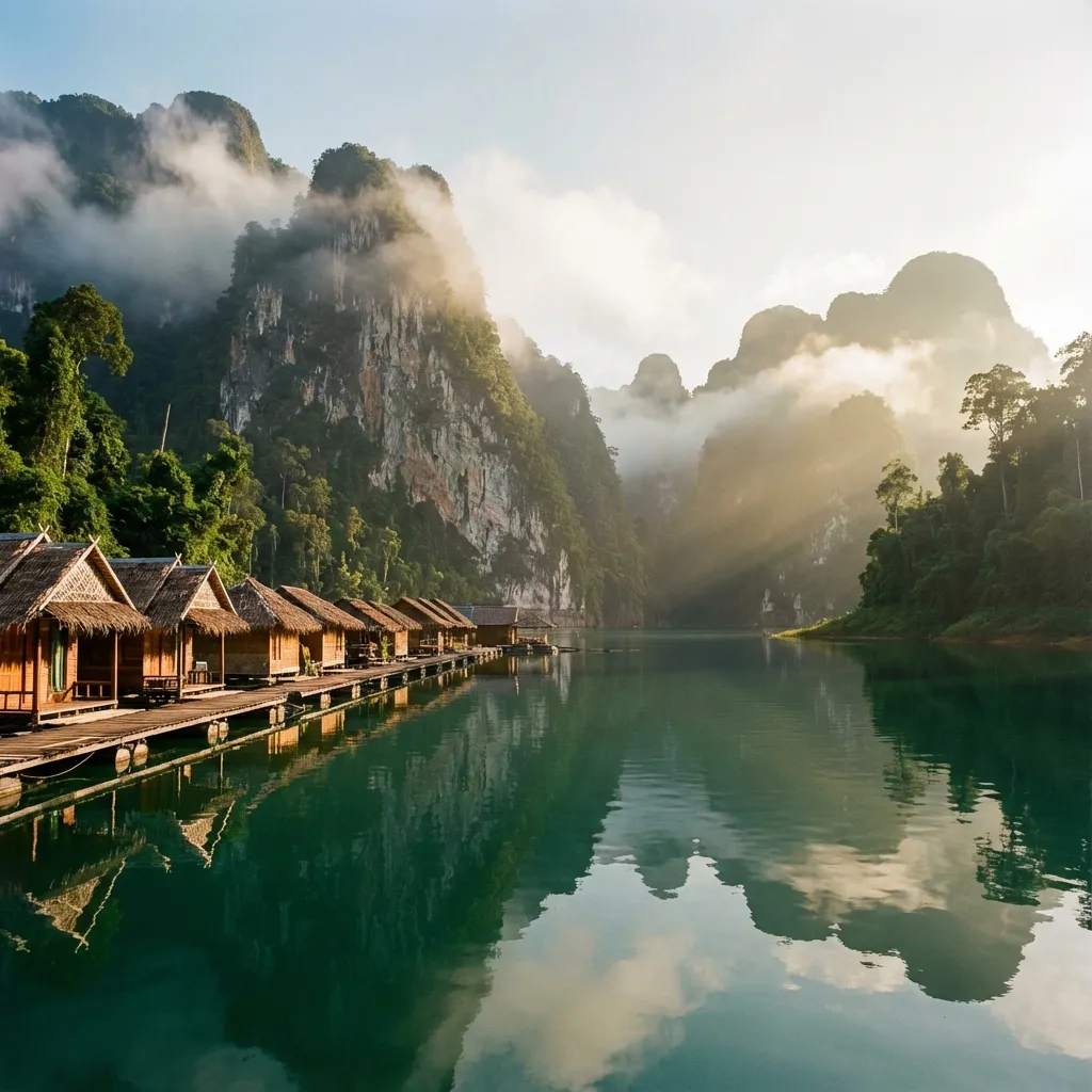Cabañas flotantes en Khao Sok