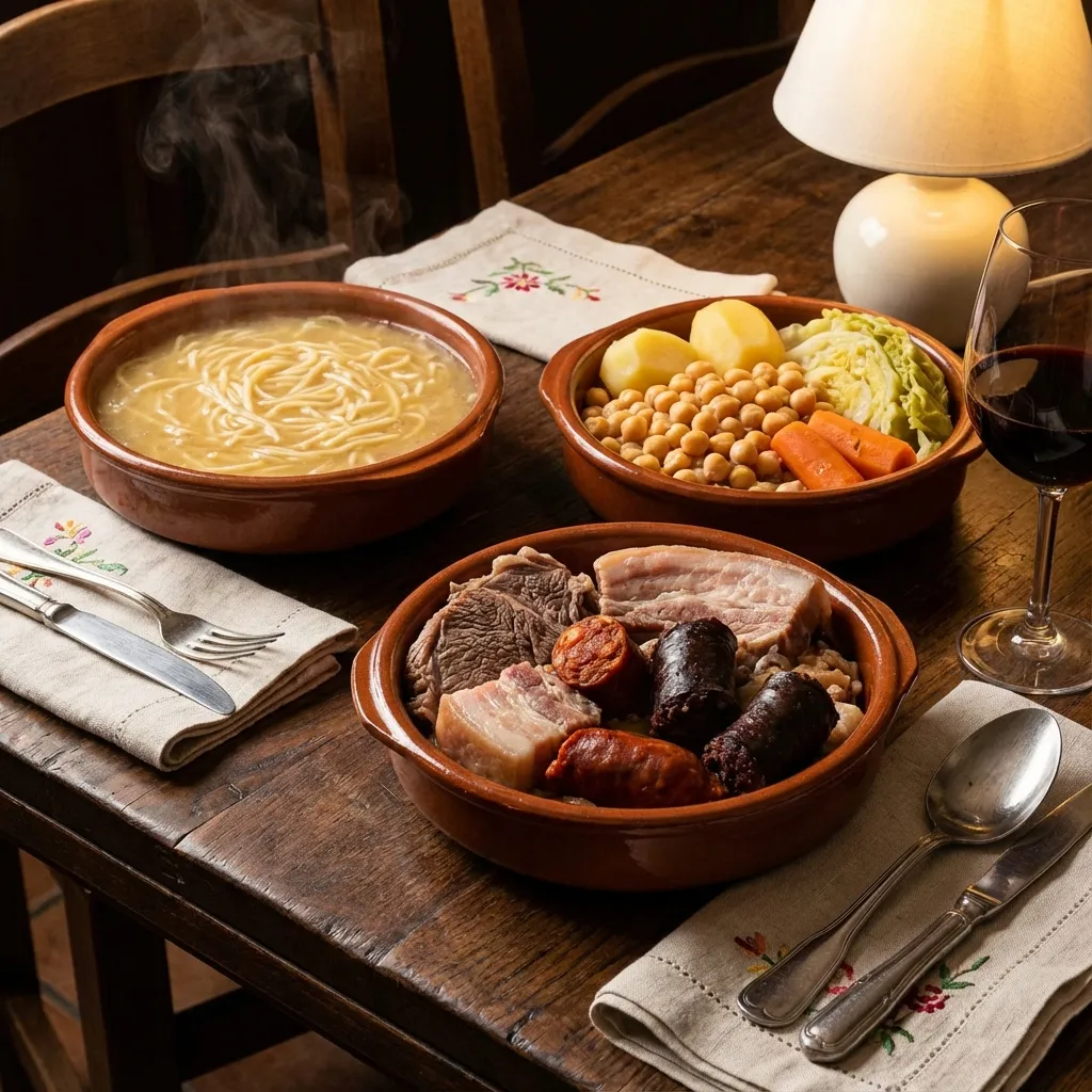 Los tres vuelcos del cocido madrileño: sopa, garbanzos y carnes