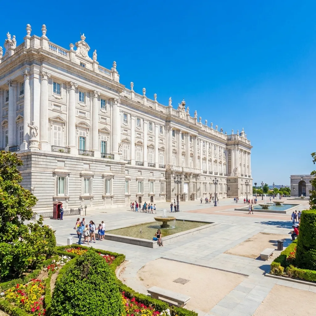 Fachada del Palacio Real desde los Jardines de Sabatini: Barroco tardío en su máxima expresión