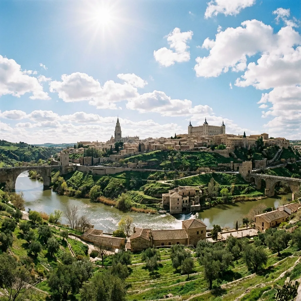 Panorámica de Toledo desde el Mirador del Valle al atardecer