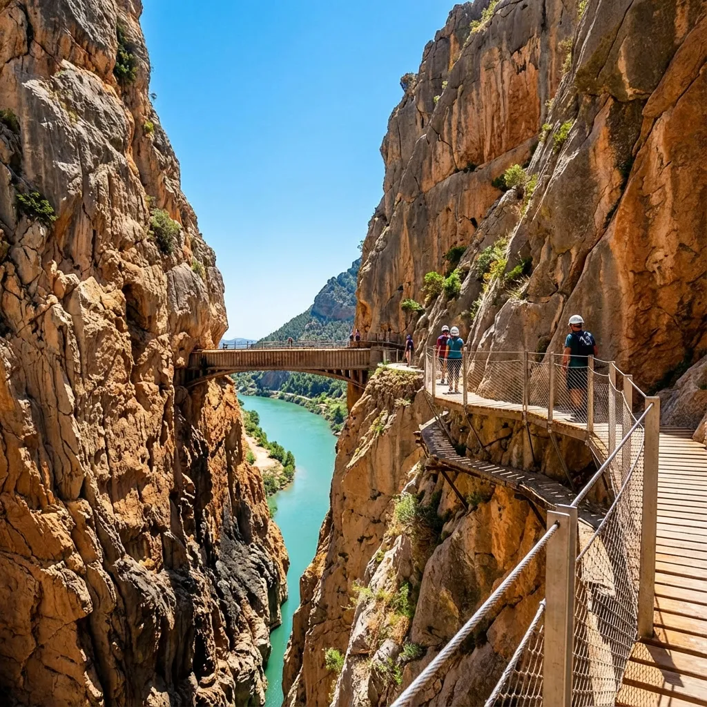 Pasarela del Caminito del Rey en el desfiladero