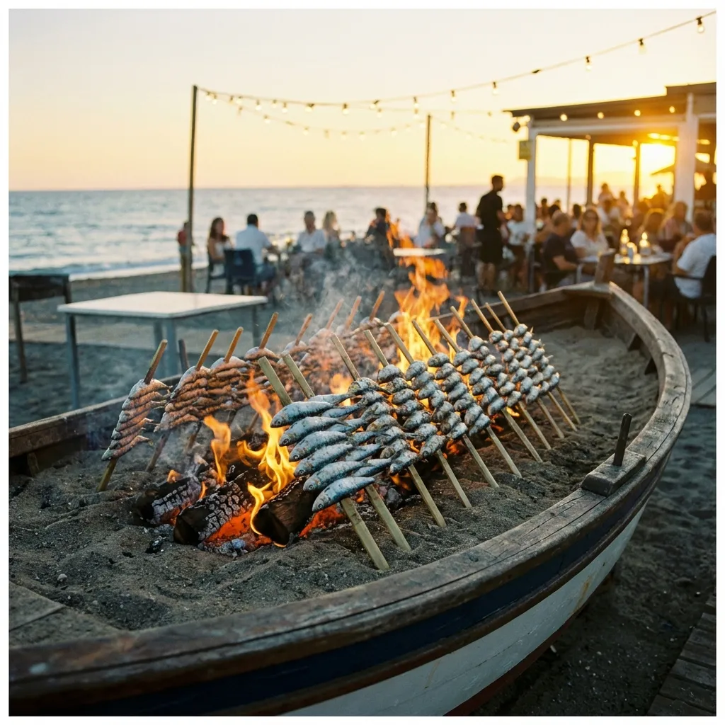 Espetos de sardinas en la playa