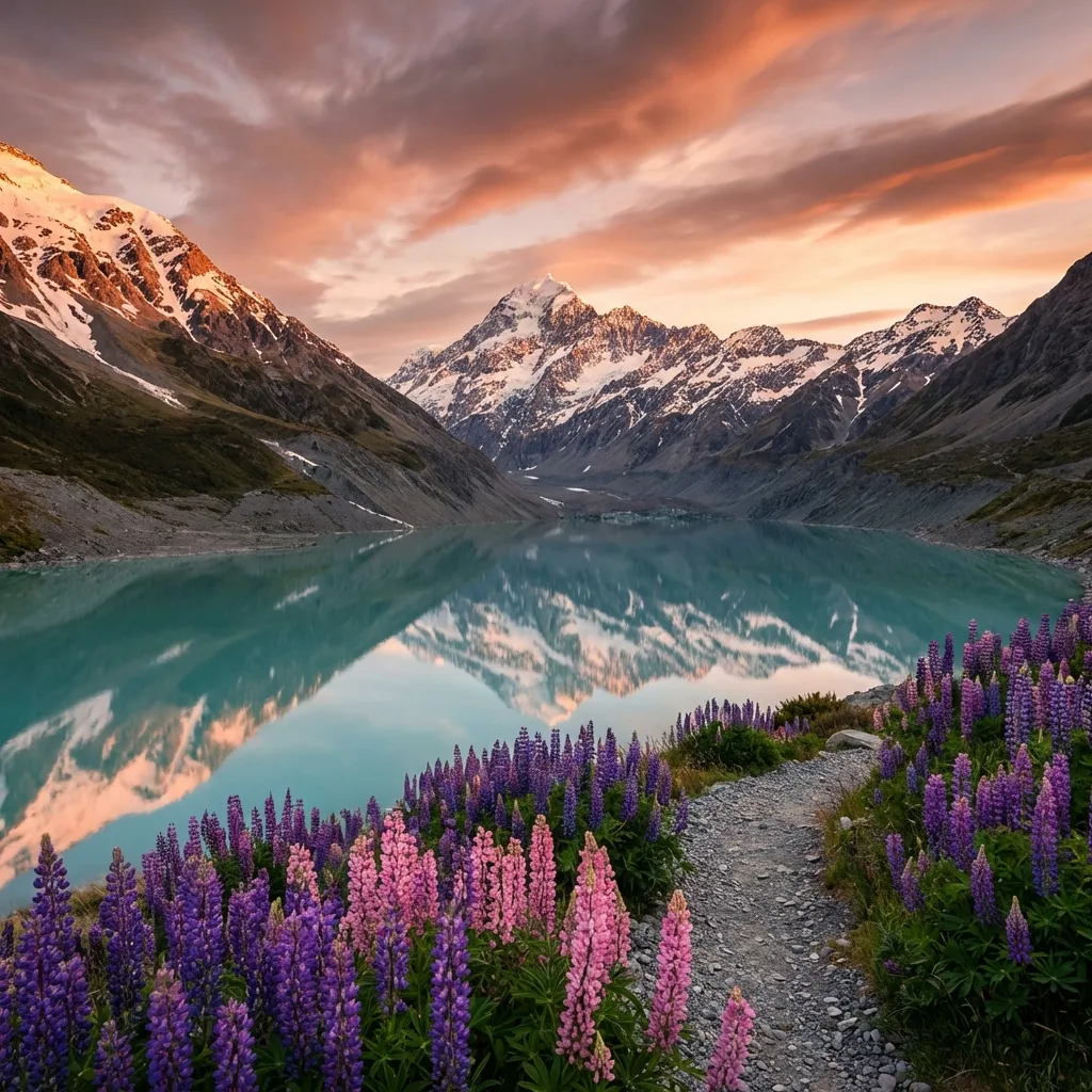 Monte Cook Aoraki Reflejo Lago Hooker