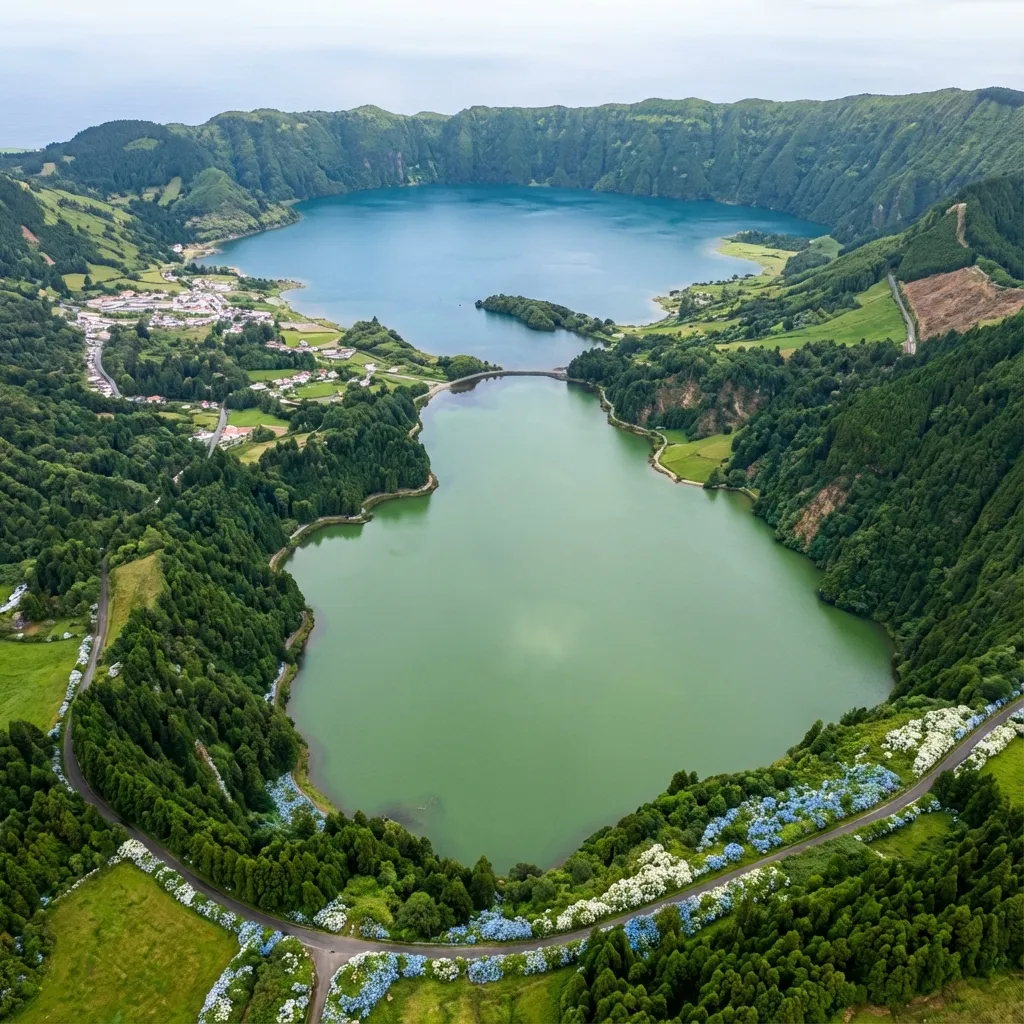 Lagos gemelos de Sete Cidades en Azores