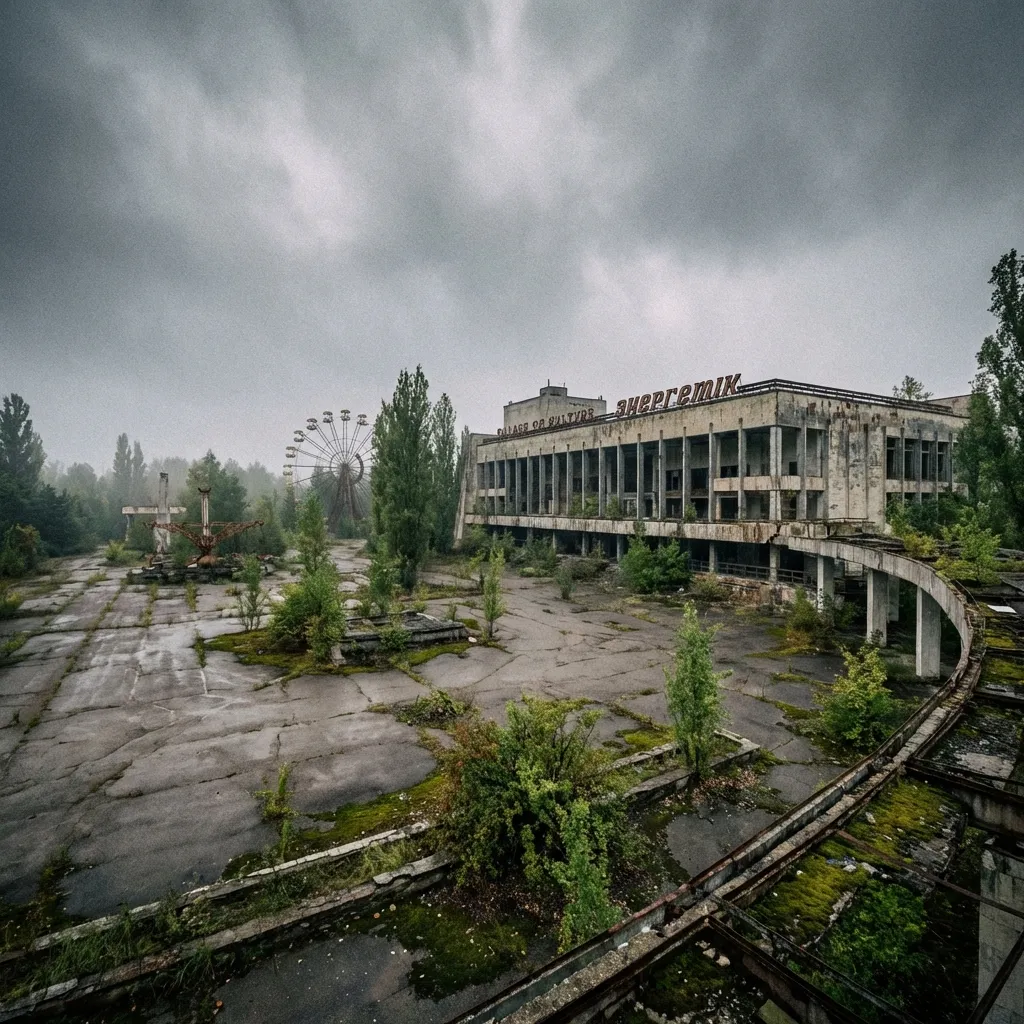 Plaza central de Prípiat antes y ahora