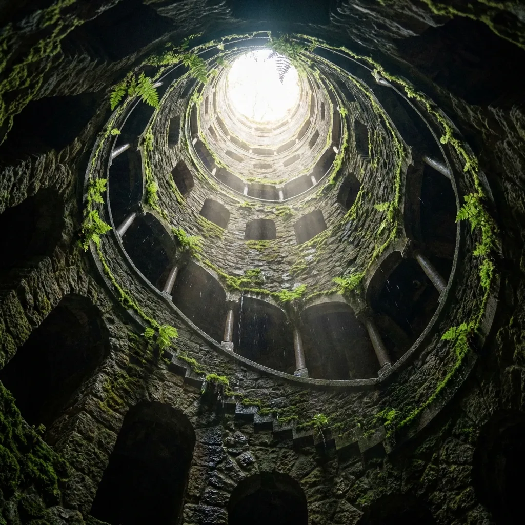 Vista desde el fondo del Pozo Iniciático