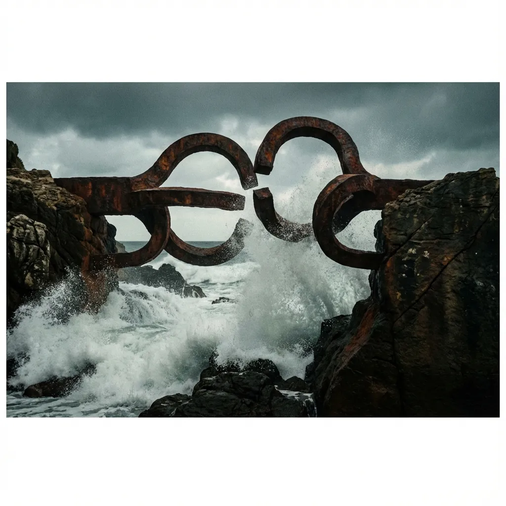 Peine del Viento con oleaje