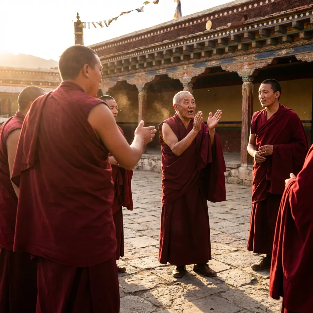 Monjes budistas en Tíbet