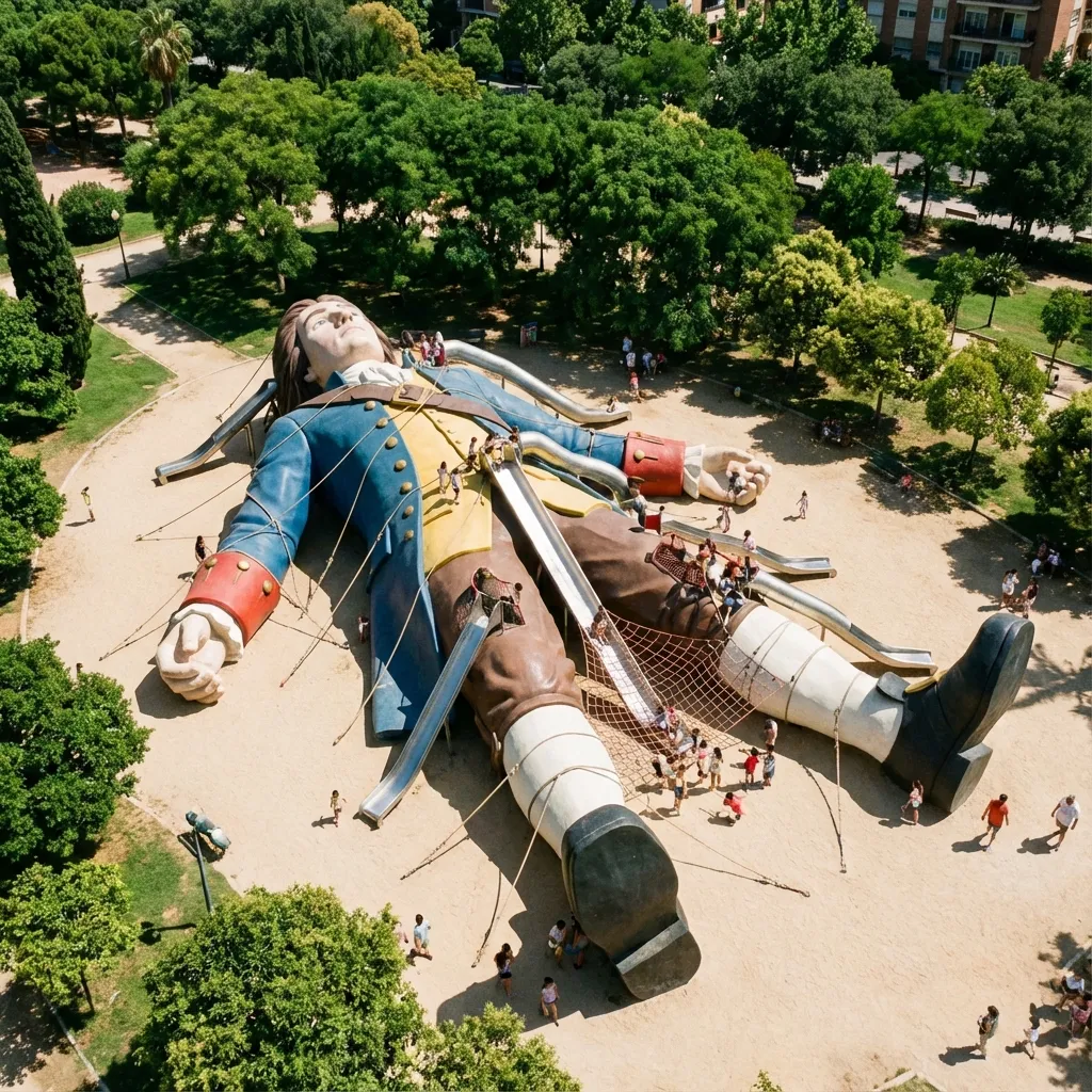 El Parque Gulliver: un gigante de 70 metros convertido en toboganes