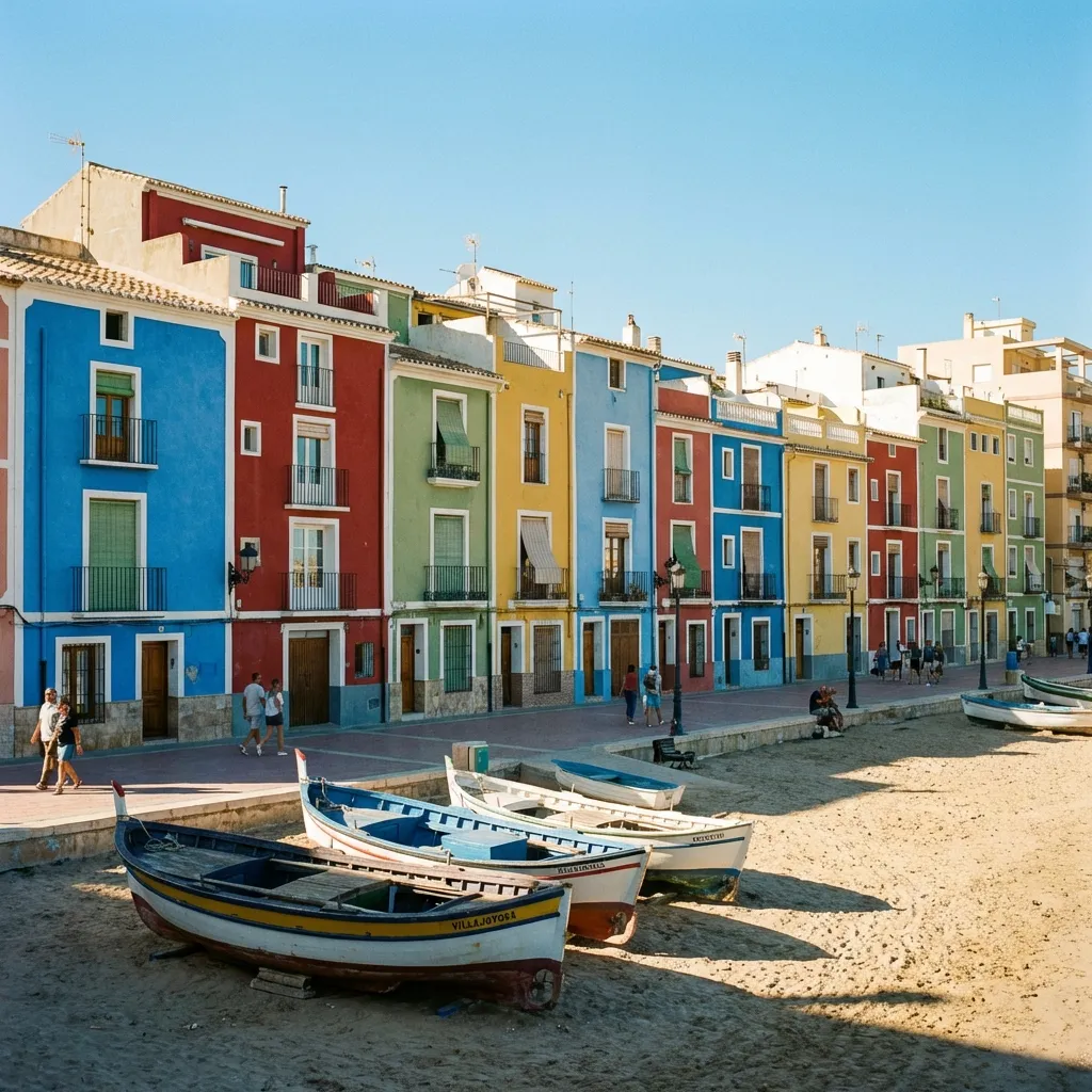 Las icónicas casas de colores de los pescadores en primera línea de playa.