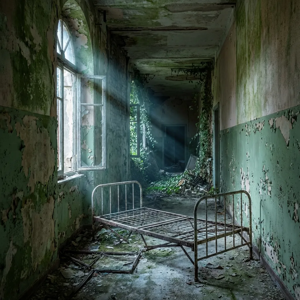 Pasillos ruinosos del antiguo psiquiátrico de Poveglia