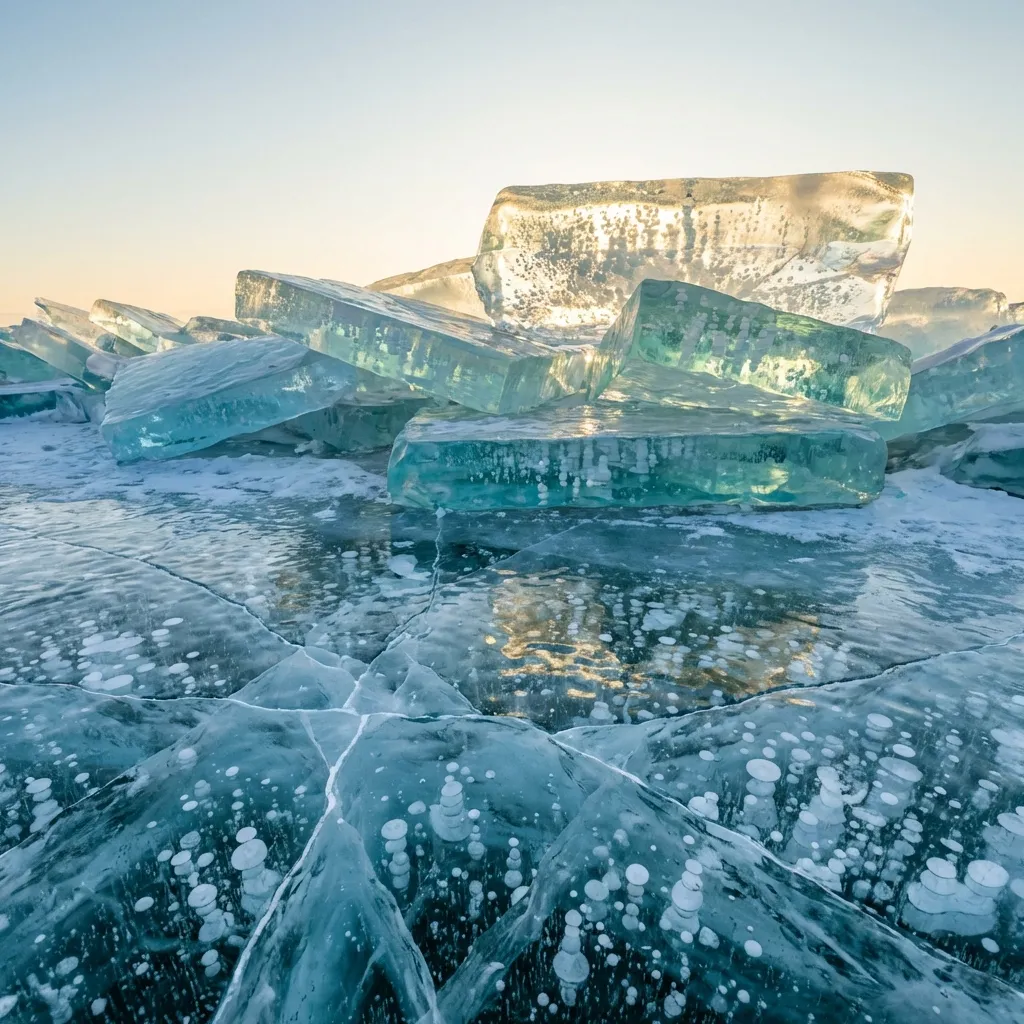 Hielo turquesa del Lago Baikal