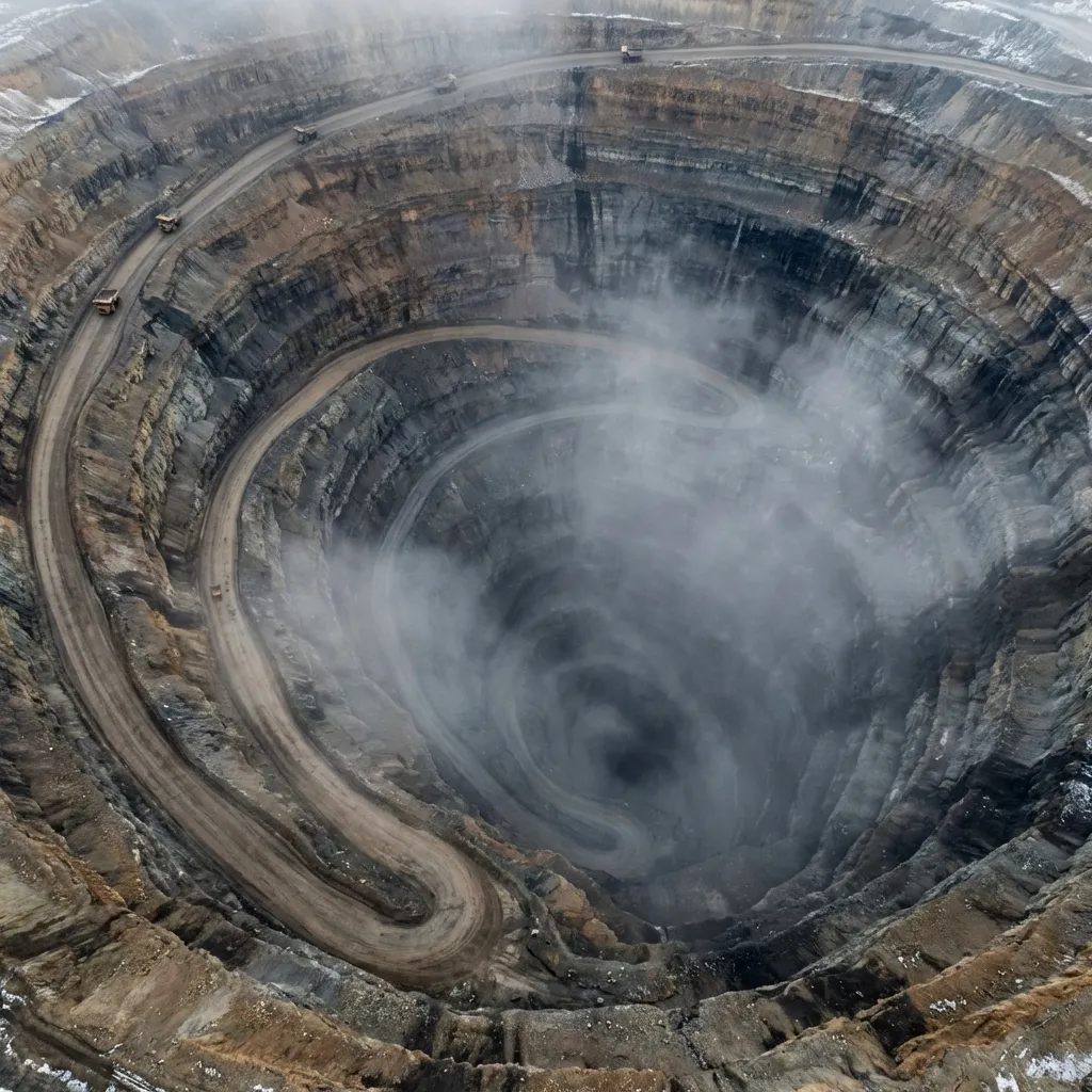 Vista interior de la mina en espiral