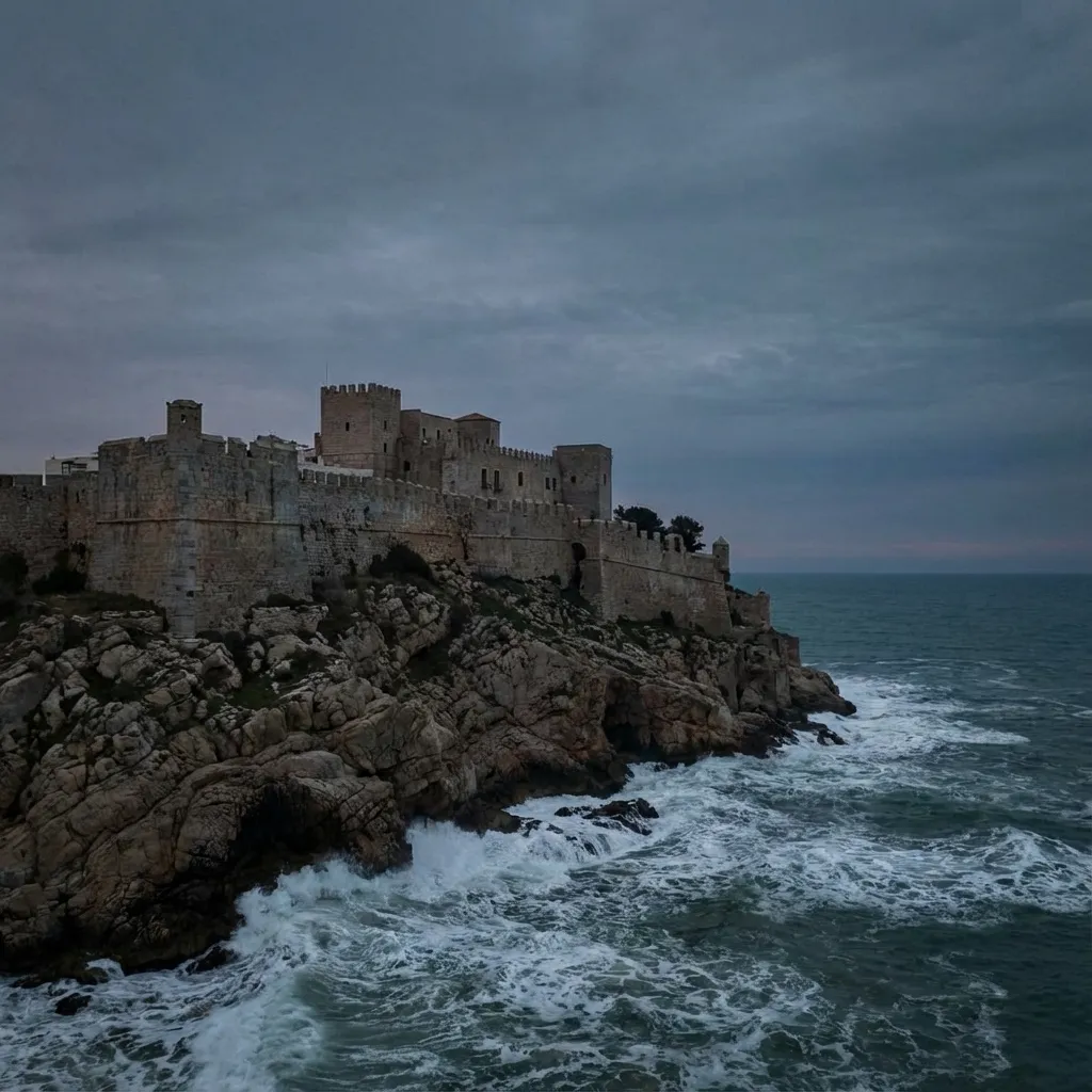 Castillo Peñíscola en península sobre el mar