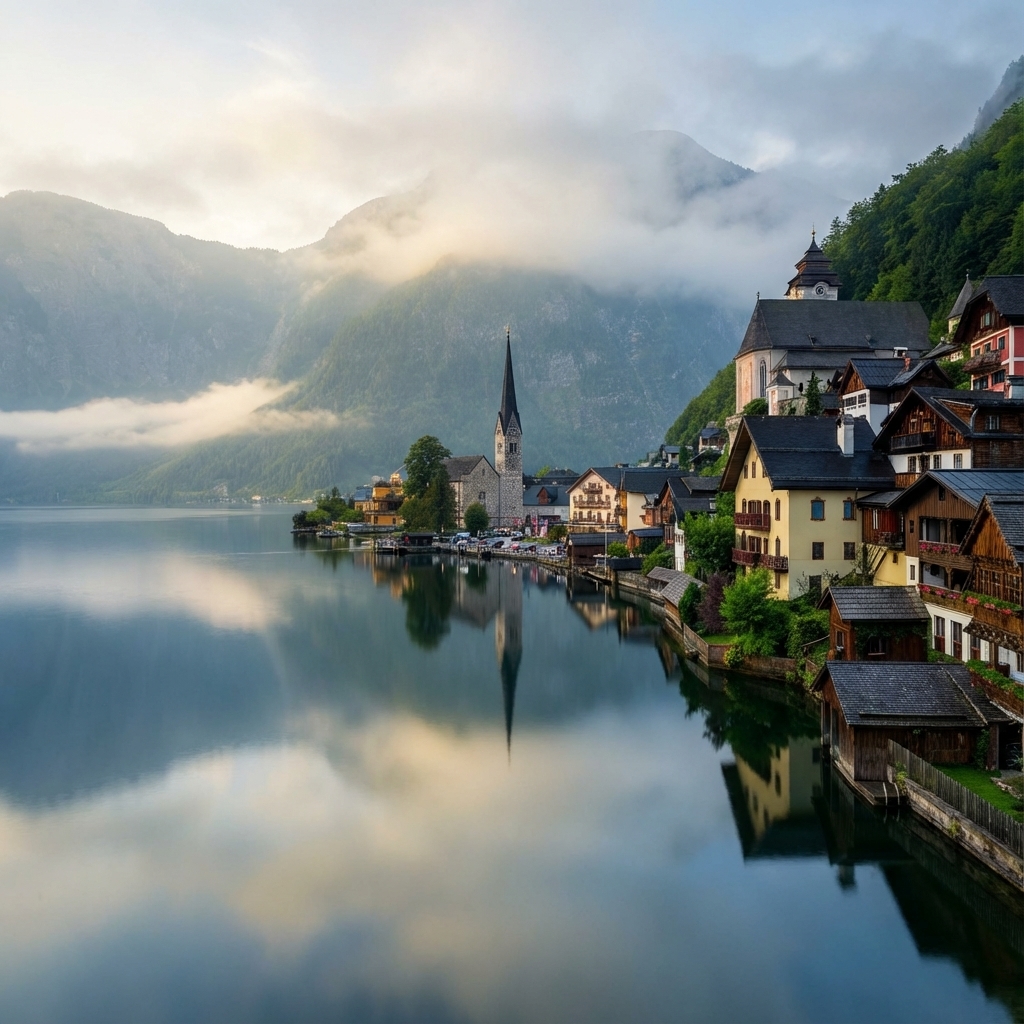 Hallstatt lago y montañas