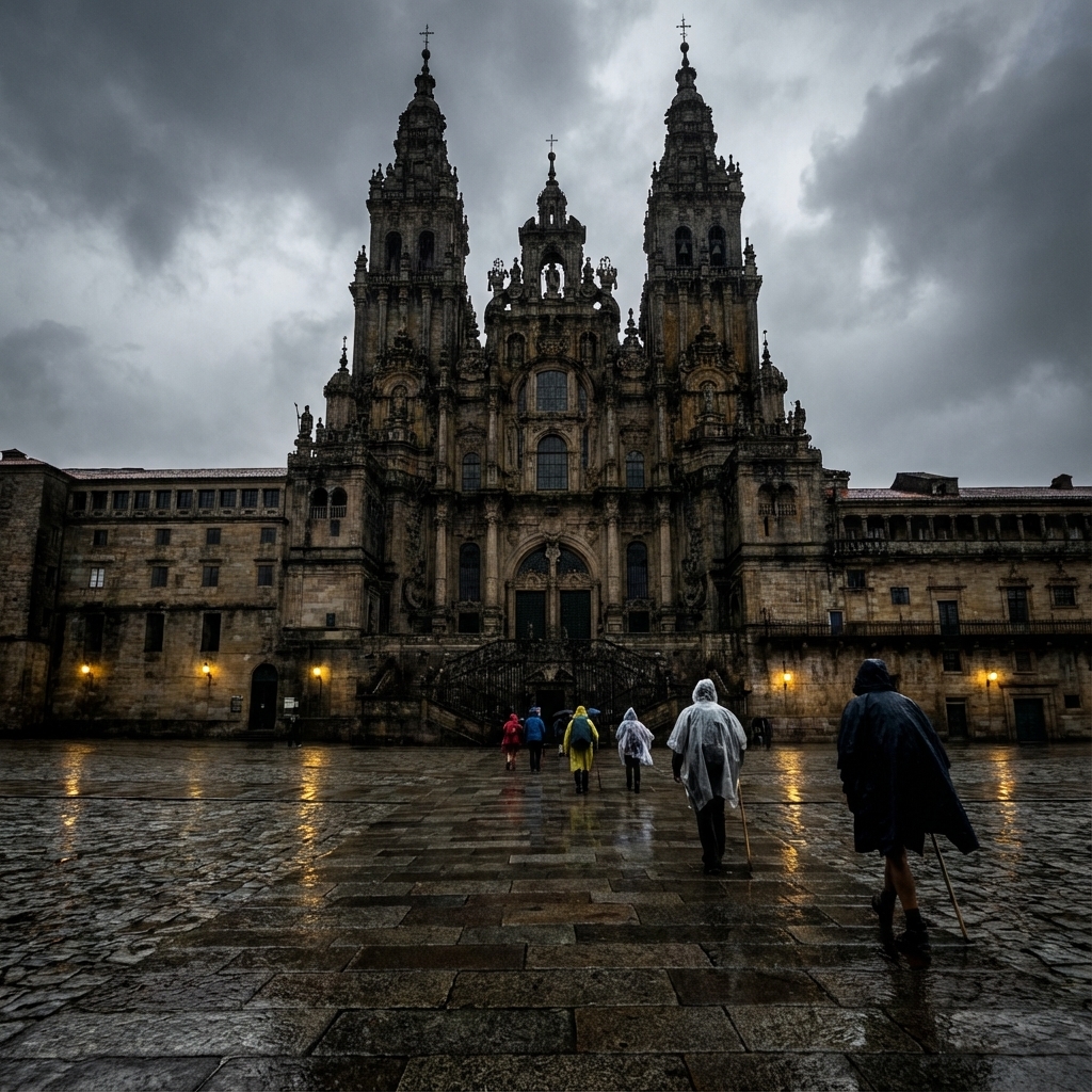 Catedral de Santiago bajo la lluvia
