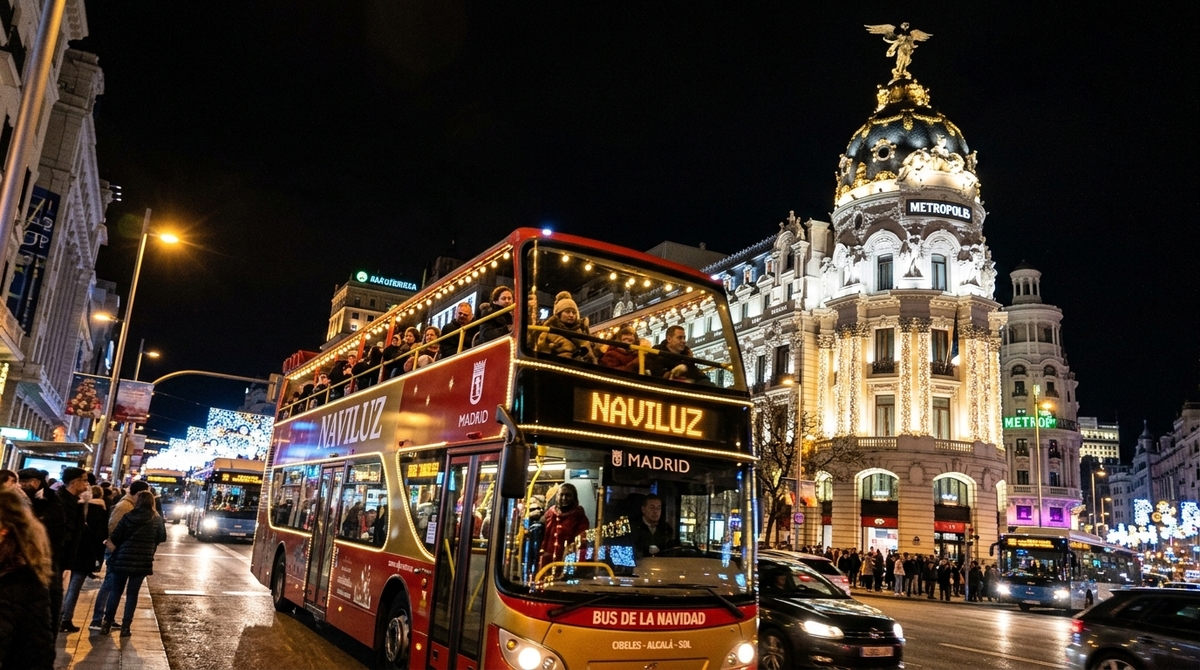 El alumbrado de Gran Vía marca el pulso de la Navidad madrileña, mejor disfrutarlo en las noches de entre semana