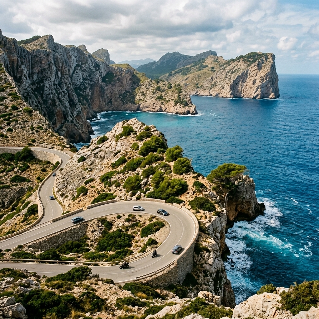 Carretera panorámica en Cabo de Formentor, Mallorca