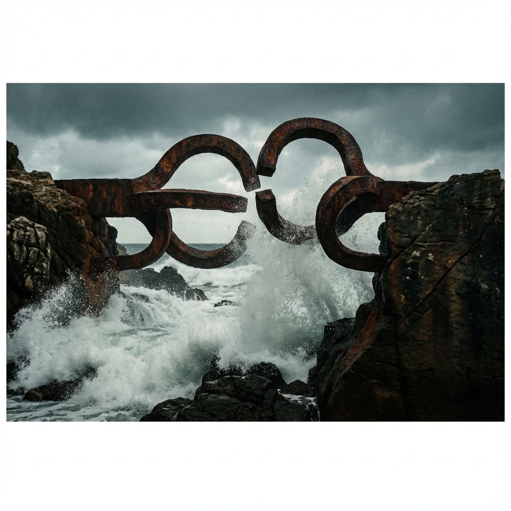 Peine del Viento con oleaje