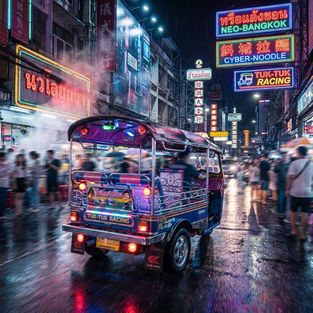 Tuk Tuk de neón en Bangkok