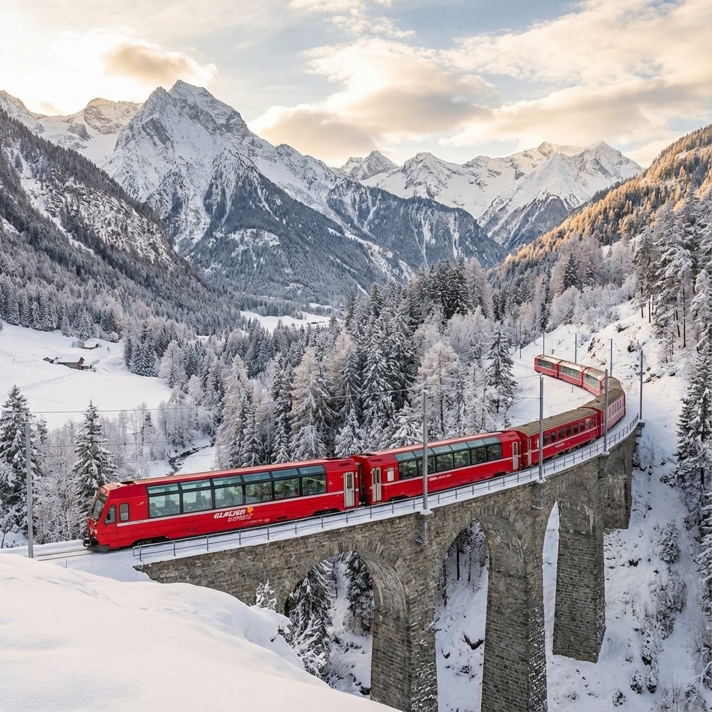 Glacier Express en la nieve