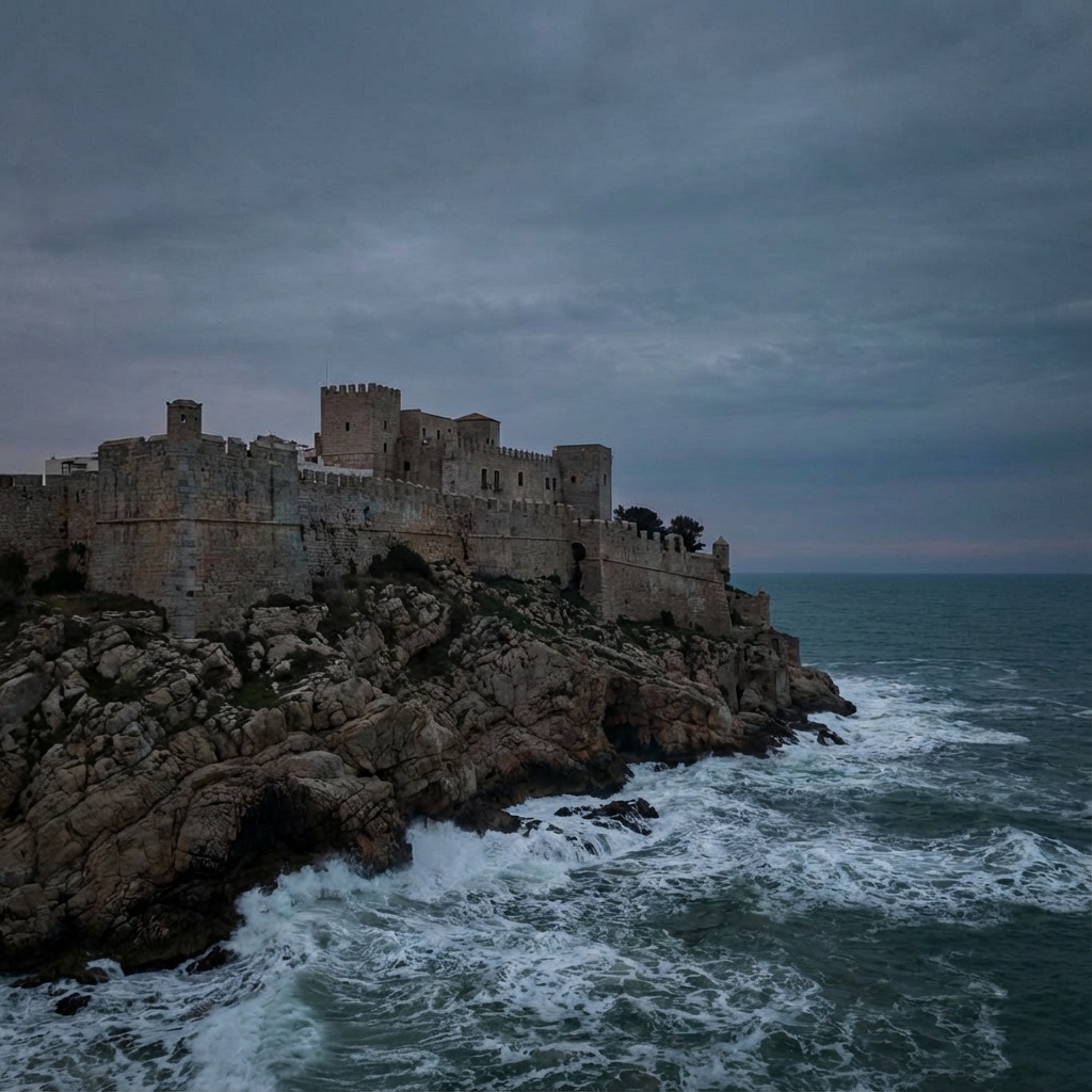 Castillo Peñíscola en península sobre el mar